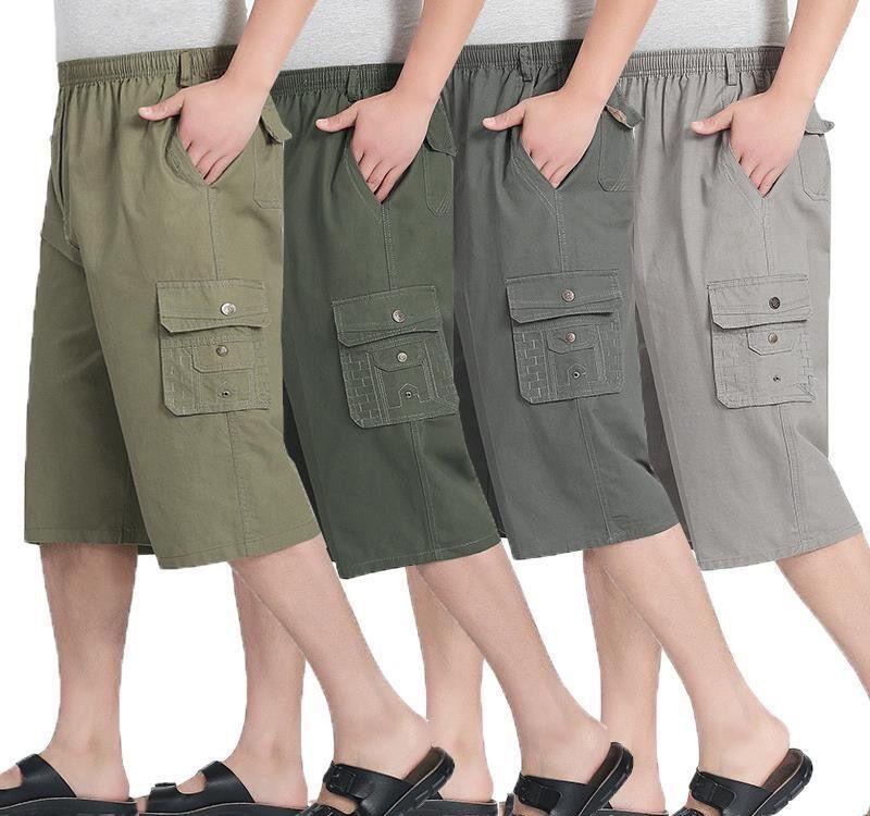 Men's Summer Casual Mid-Length Loose Fit Shorts for Middle-Aged and Elderly