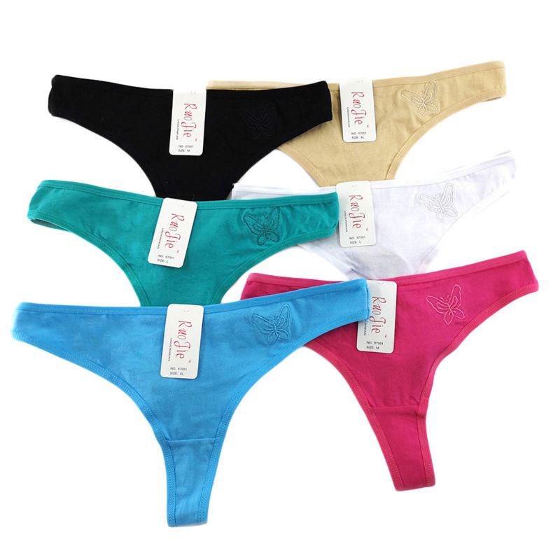 Buy Women Girls Cotton Low Waist Underwear TBack Lace Trim Seamless Briefs Panties Underpants