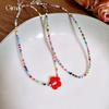 Dopamine Stained Glass Flower Necklace Collarbone Chain Fresh Necklace Design Sense Niche