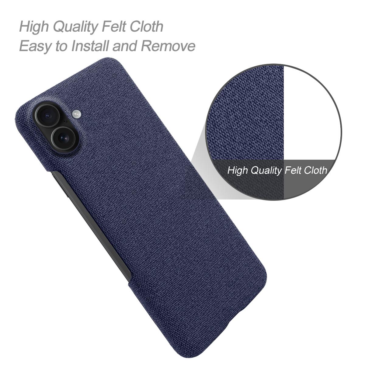 

For iPhone 17 Phone Case Cloth Texture Anti-Scratch Protective PC Back Cover Blue