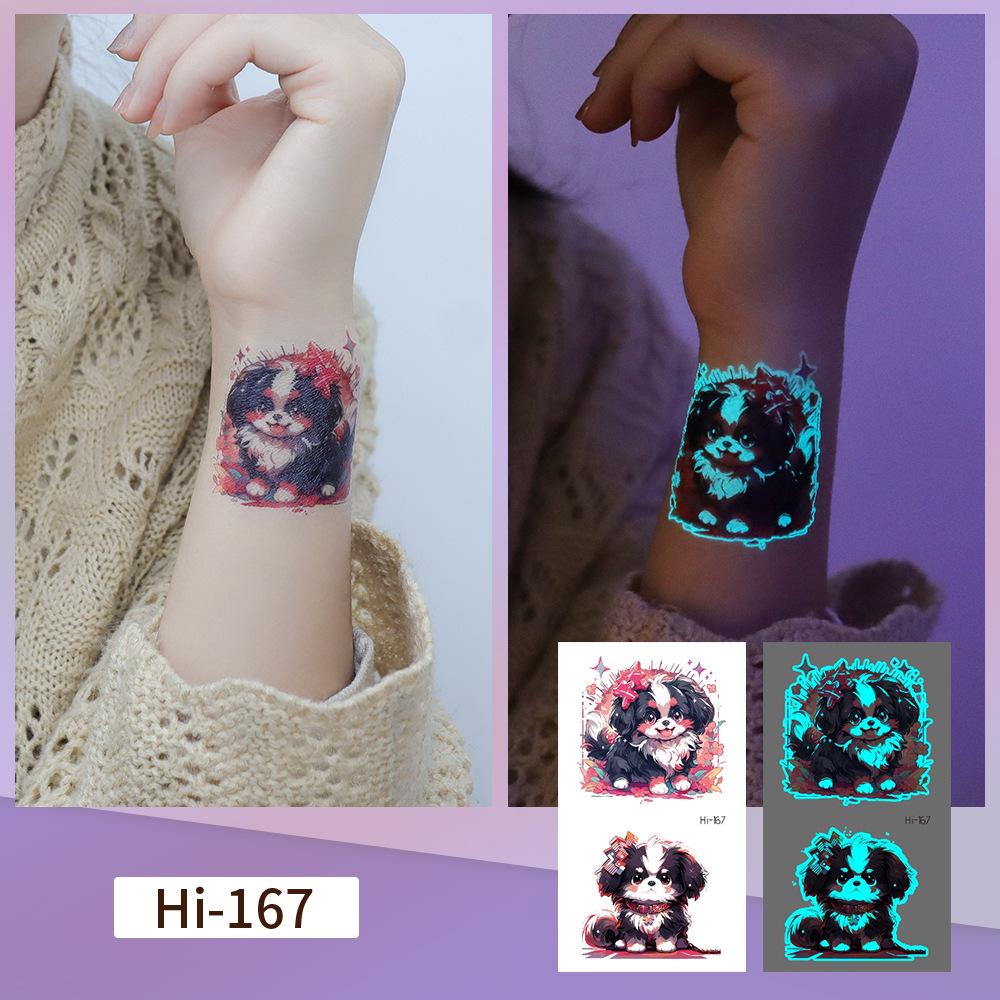 Rikalong Blaue Leuchtende Tattoo-Aufkleber: Niedliche Tierdesigns für Haustiere & Festivals