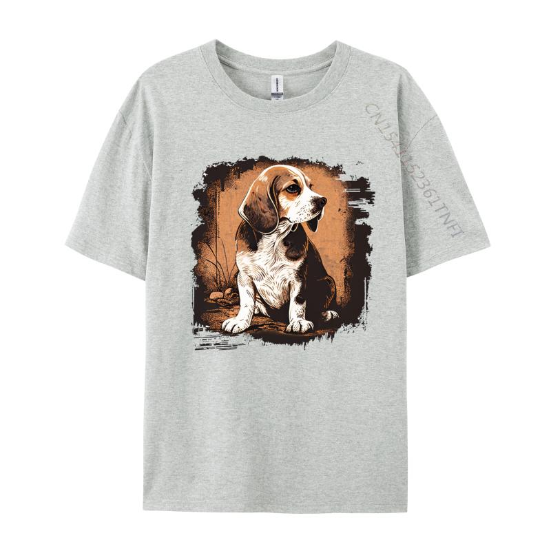 Beagle Dog Vintage Tshirt For Men Party Funny Tee TShirt Tops  Tees Designer Cotton Men Teeshirt Casual S