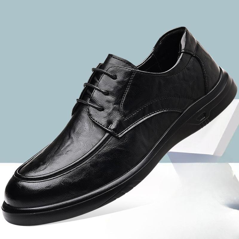 

Модные осенние новые лоферы на мягкой подошве для мужчин, однотонные, на шнуровке, модная повседневная обувь, мужская деловая обувь для мужчин среднего возраста, кожаная обувь 44