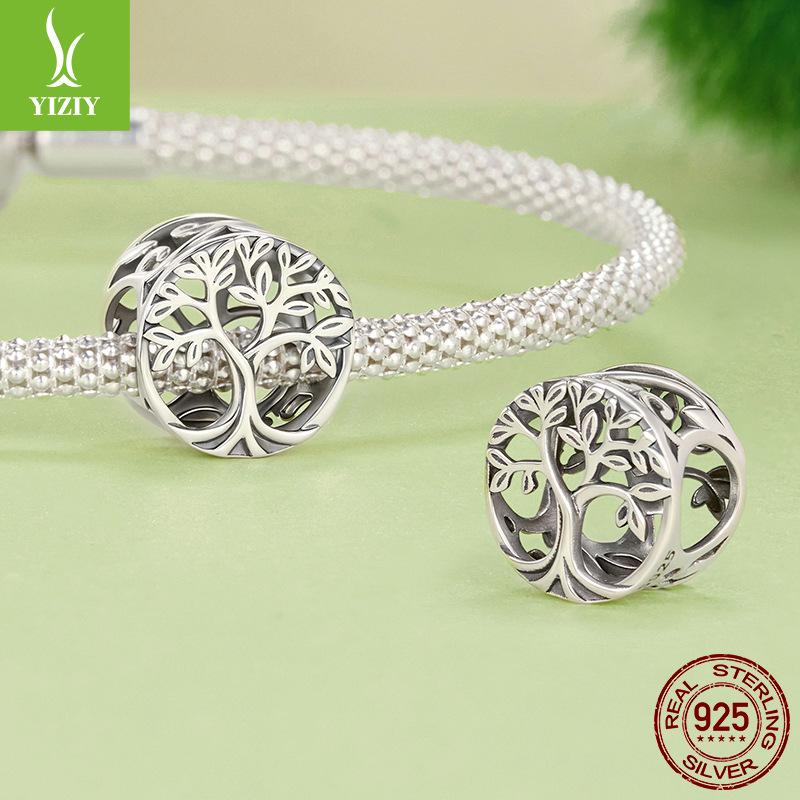 Hollow Tree Of Life S925 Sterling Silver Beads Loose Beads Retro Trend Diy Lucky Beading Accessories