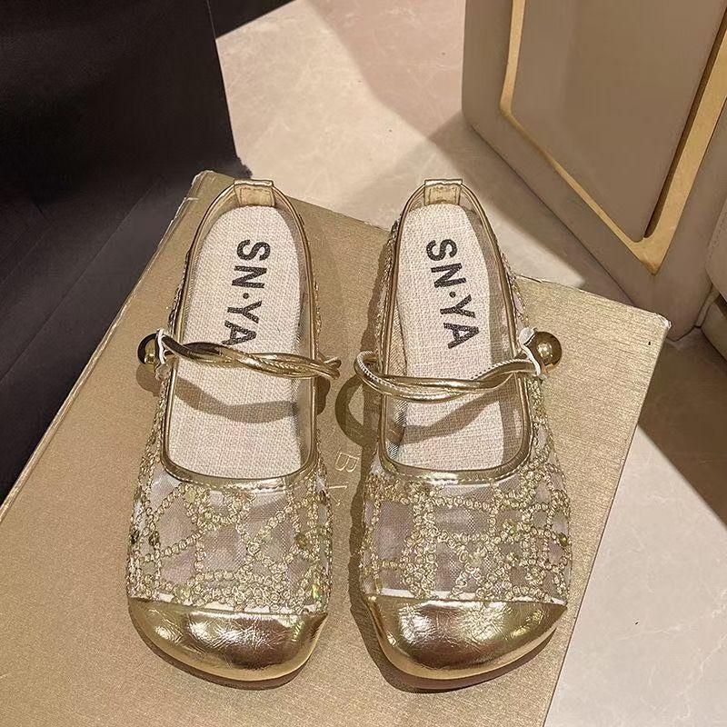 High-end fashion flat sandals women's 2025 new high-value mesh yarn hollow bag head half slippers women's summer outer wear