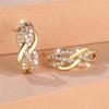 Luxury Female White Stone Stud Earrings Gold Color Zircon Evening Wedding Jewelry For Women