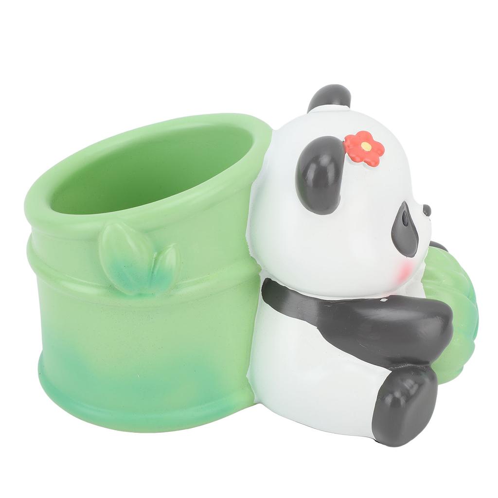 Panda Bamboo Pen Holder Cute Shape Large Capacity Resin Multipurpose Pen Pencil Holder for Home
