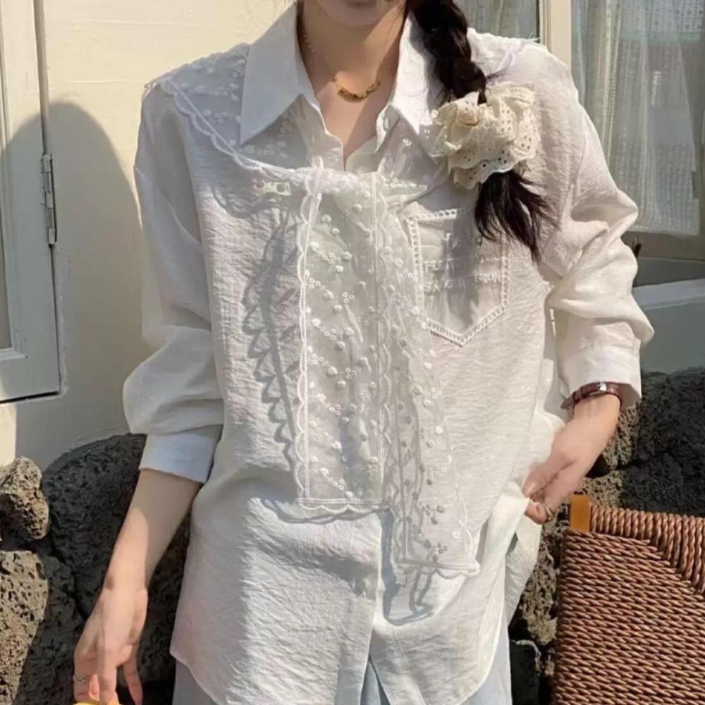 Embroidery Flower Fake Collar Shawl Translucence Protect Neck Scarf Lace Neck Guard Scarf  Female