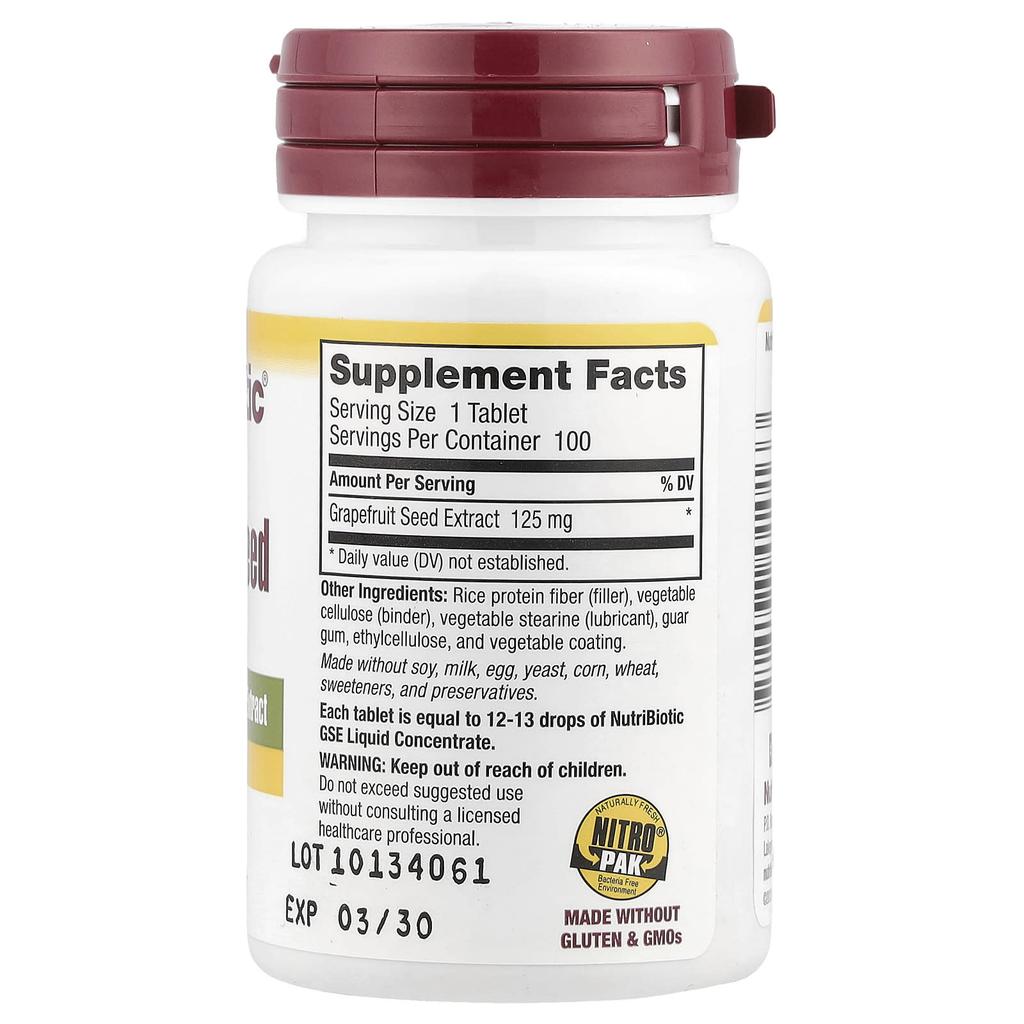 Grapefruitkernextrakt, Hochwirksam, 125 mg, 100 Tabletten