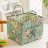 Floral Pattern Fabric Storage Boxes With Handles Foldable Organizer Clothing Underwear Home Bedroom Bathroom Desktop Travel Use