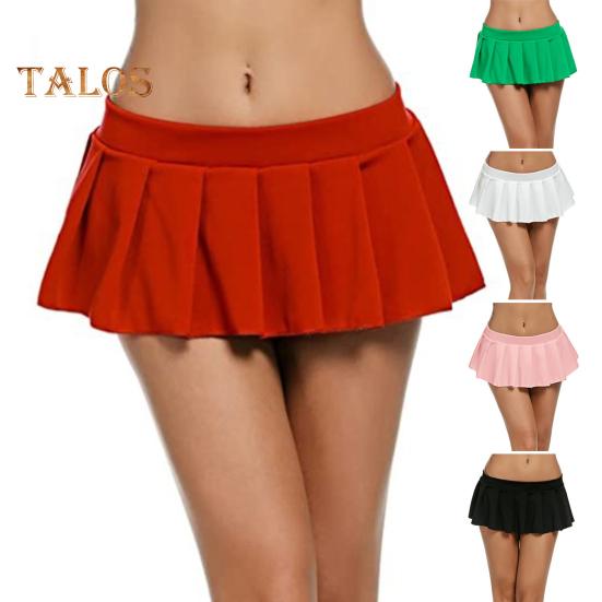 Σέξι φούστα με χαμηλοκάβαλο, μονόχρωμη πλισέ φούστα, πολύ κοντή φούστα σε γραμμή Α, για πάρτι, νυχτερινό κέντρο, μικροσκοπική φούστα