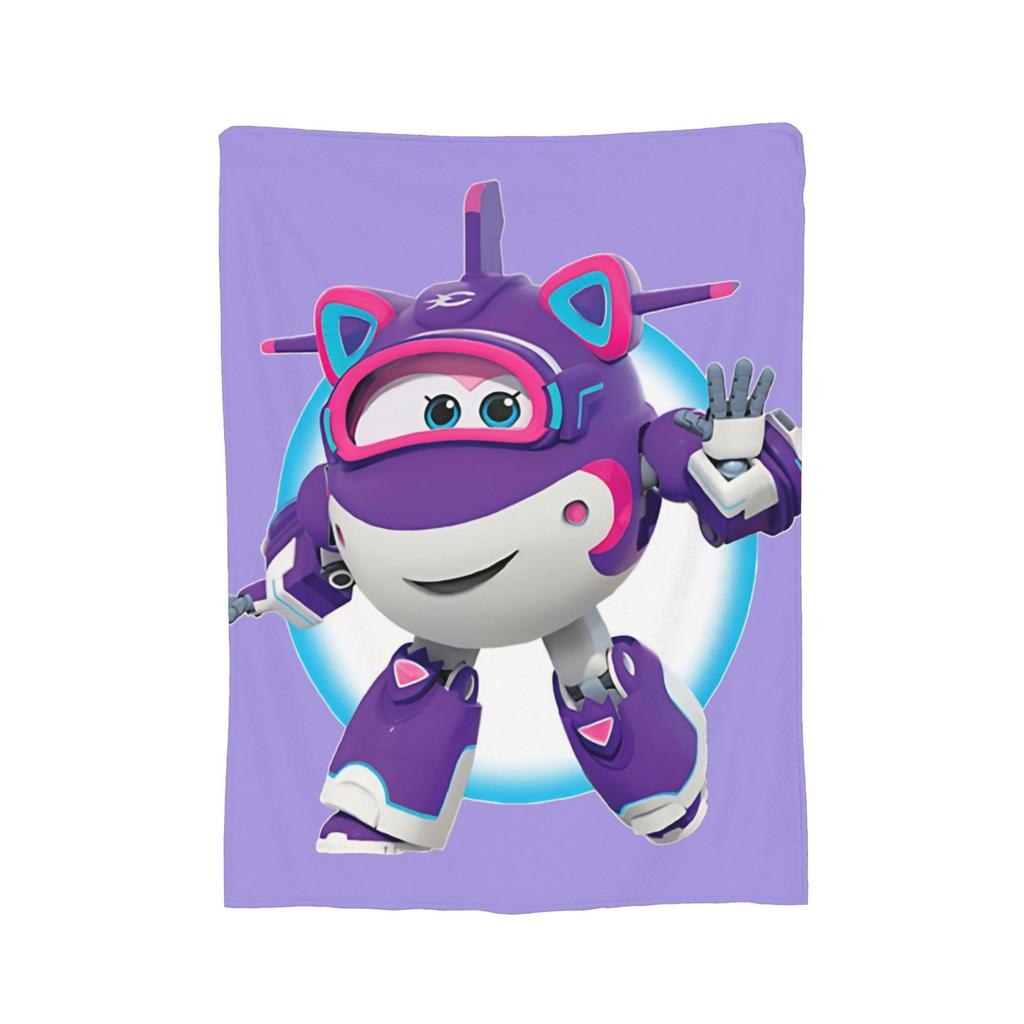 Super Wings Cartoon Flannel Blanket Car Robot Funny Throw Blanket for Sofa Bedding Lounge 150*125cm Rug Piece,