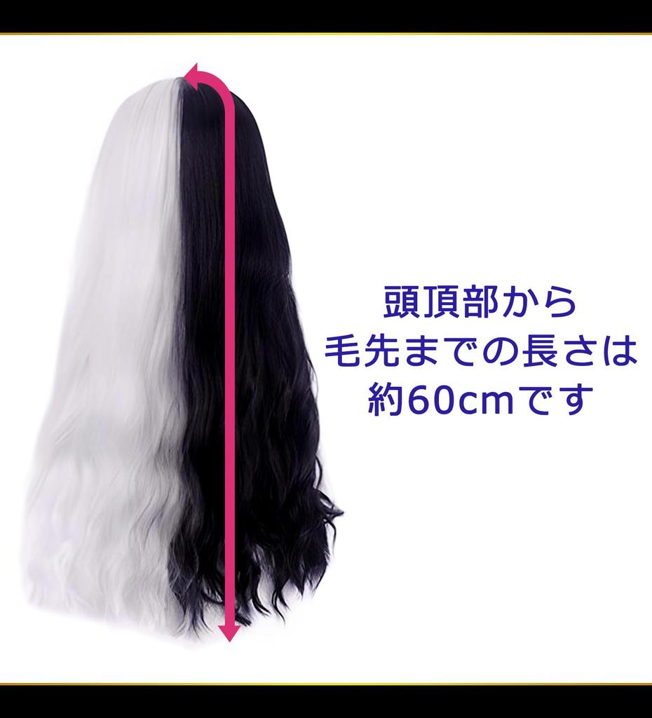 CaseEden Cosplay Wavy Center Heat Black WIG6196 Wig, Hair, Part, Long, 60cm, Resistant, & Silver,
