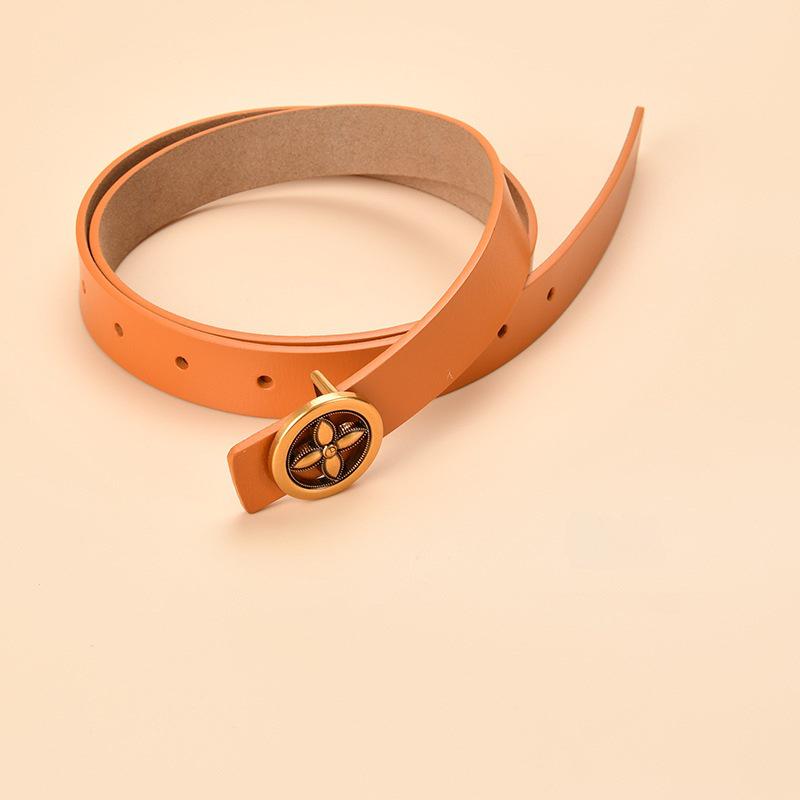 Damen Echt Rindsleder Dekogürtel mit runder Schnalle - Allround-Design für Jeans und Taillenformung