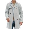 Frühling und Herbst Einfarbig Europäischer und Amerikanischer Langarm-Trenchcoat Herren Revers Schmal geschnittene Zweireihige Freizeitjacke