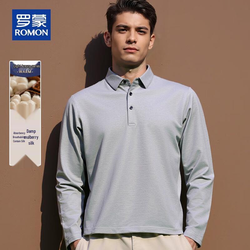ROMON Men s Casual Long-Sleeve Polo Shirt L