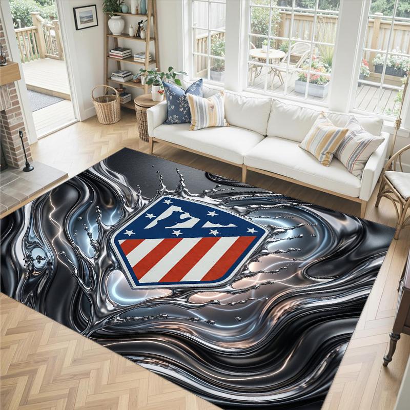Atletico Madrid Design Crystal Velvet Carpet Cozy Non?Slip Printed Rug For Bedroom Living Room Entrance