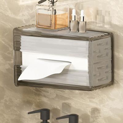 Wall Mounted Tissue Holder Box Punch Multifunction Acrylic Transparent Wall Tissue Box for Kitchen Bathroom