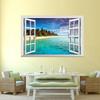 Naklejka ścienna 3D Faux Window Wzór Egzotyczny Widok Plaży Dekoracja Domu Sztuka Tapeta Mural
