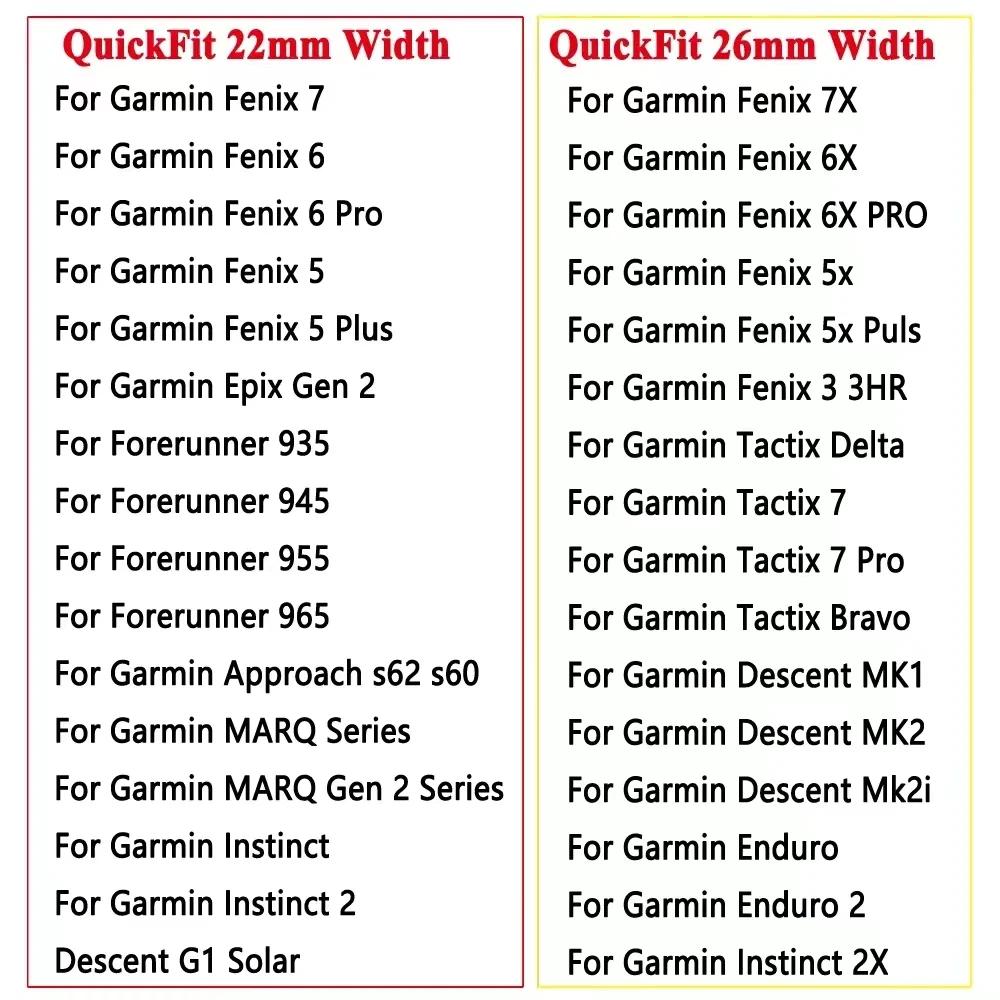 Bracelet de Montre Classique 22 26MM Cuir+Silicone Pour Montre Connectée Garmin Fenix 7X 7 6X 6 Pro 5X 5 Epix Gen 2 Bracelets Easyfit