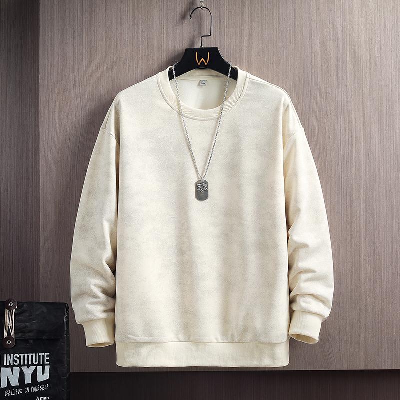 Men's Washed Effect Crew Neck Sweatshirt - Casual Loose Fit Pullover