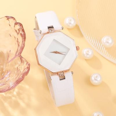 1pc-New Korean Luxury Women's Watch with Angular Diamond Mirror Fashion Watch