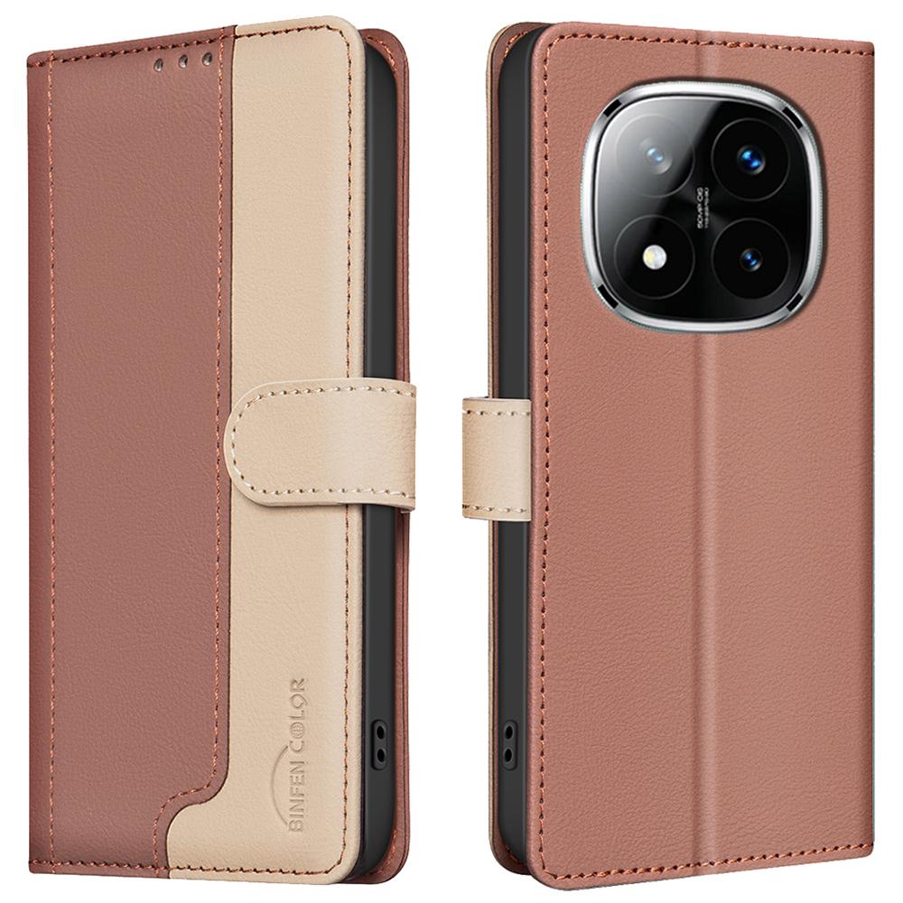 BINFEN COLOR BF33 for Xiaomi Redmi Note 14 Pro 4G Leather Case Splicing Color RFID Blocking