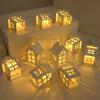 2M 10LED Weihnachten Holzhaus LED Lichterkette 2025 Neujahr Home Hängegirlande Weihnachtsbaum Ornamente Dekoration Lampe