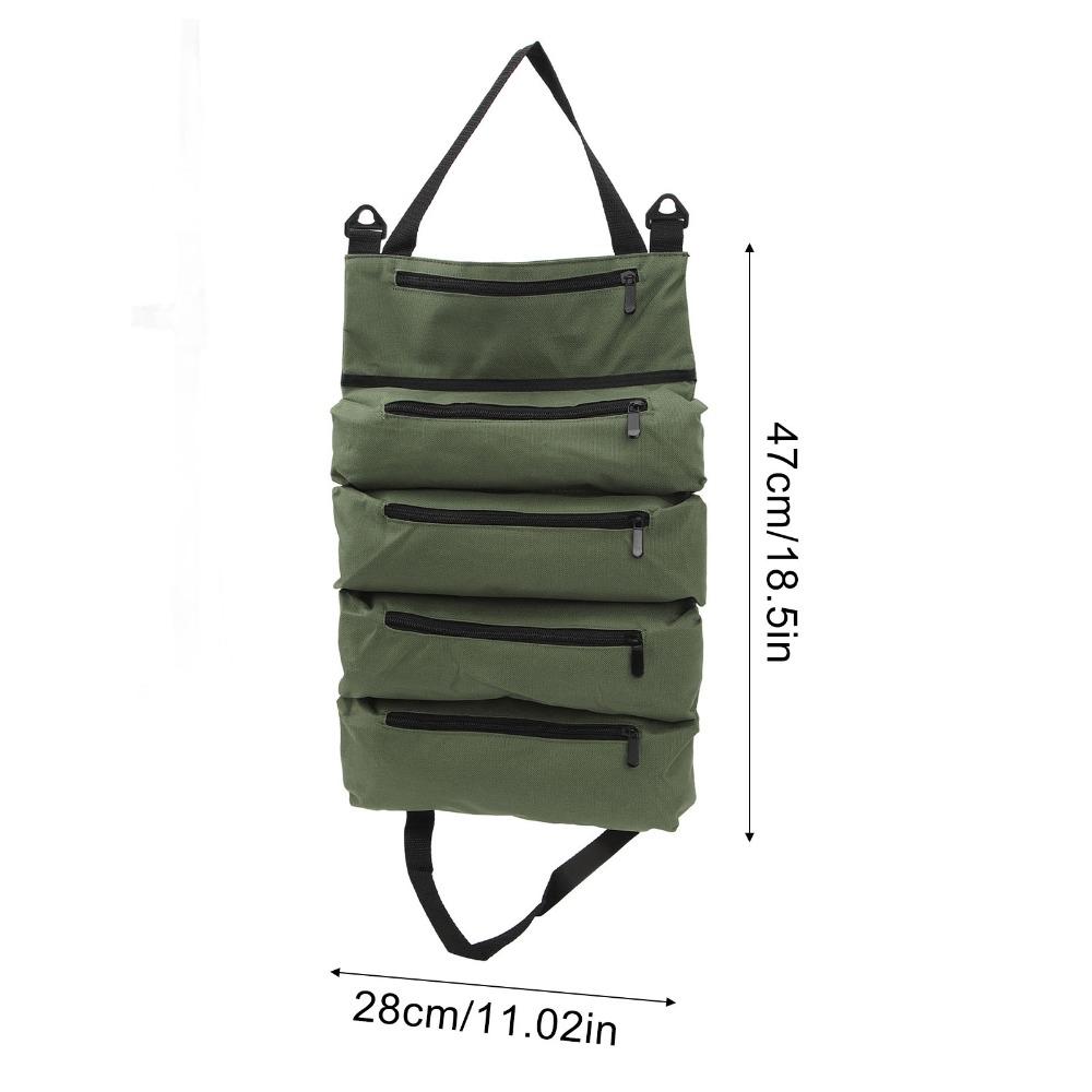 Canvas Tool Storage Bag Portable Multifunctional Wrench Tool Roll Large Capacity Heavy Duty Hanging Tool Carrier Car Camping