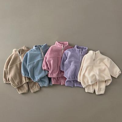 Herfst Winter Peuter Baby Jongens Meisje Sportpak Kinderkleding Fleece Effen Kleur Hoodies Pak Zuigeling Jongens Meisje Outfit Twee Stuks