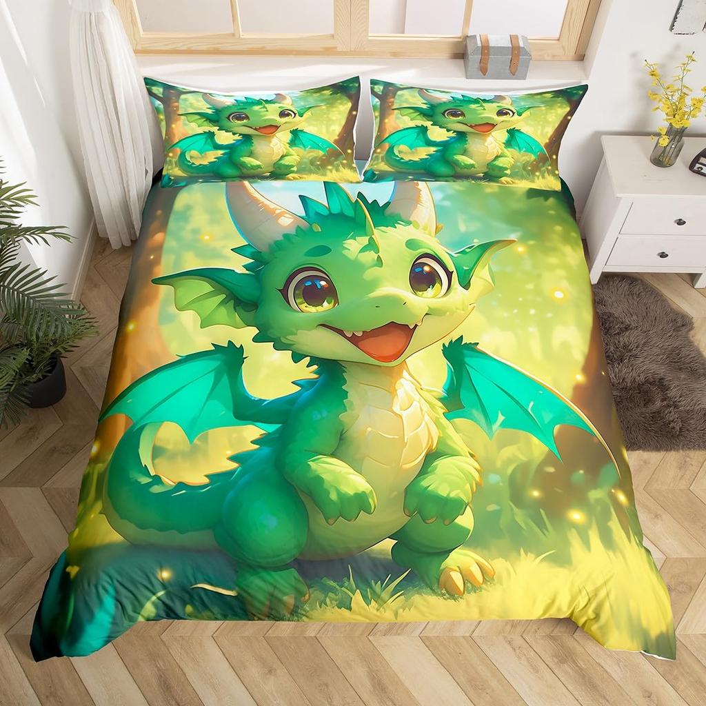 Dragon Kids Duvet Cover Sets Queen King Twin Size Boys Men Room Decor With 1 Bedding Comforter Cover 2 Pillowcases No Comforter