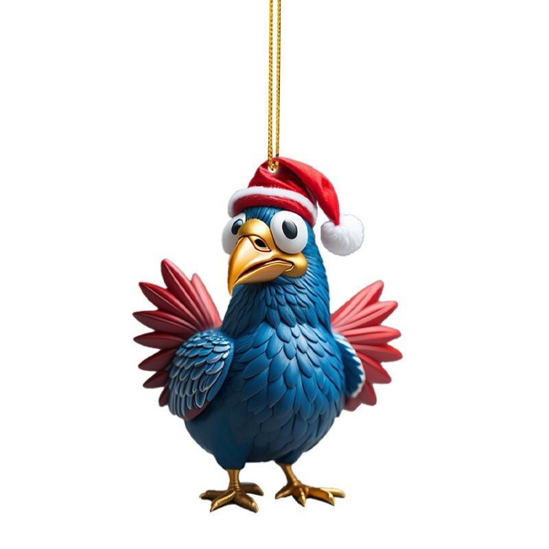 

Christmas Chicken Pendant Easy To Hang Poultry Pendant Rooster Ornament Flat Design Chicken Pendant For Holiday Celebration Gift L