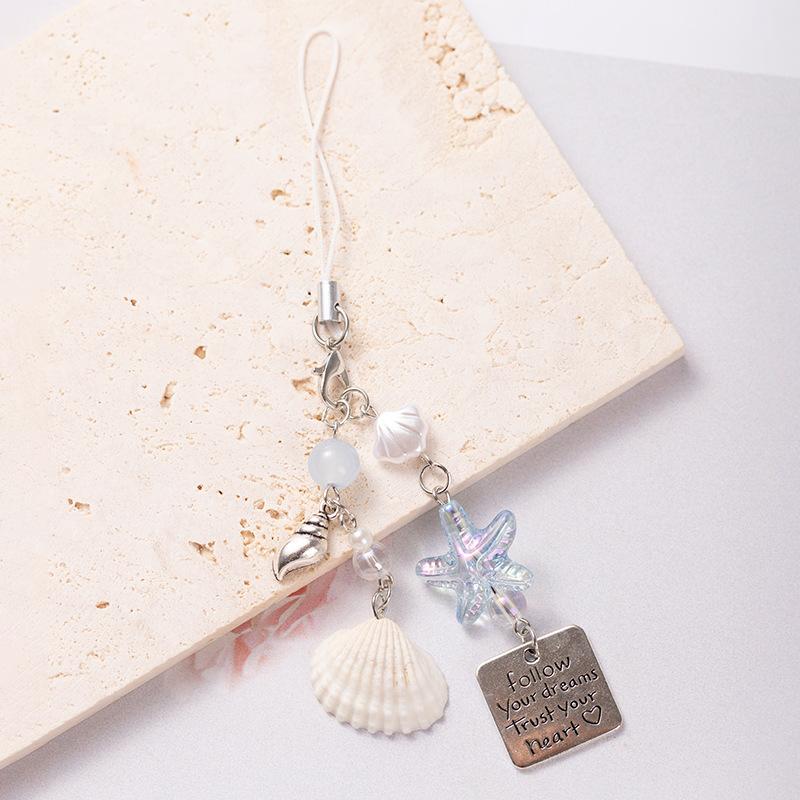 Starfish shell ccd lanyard handmade beaded keychain homemade bag pendant ins wind mobile phone chain goben pendant