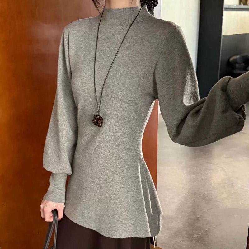 Pullovers Tops Women Long Sleeves Autumn Winter Padded Blouse Oversized Half Turtleneck Loose Long Sleeve Shirt Slim Pullover Tops
