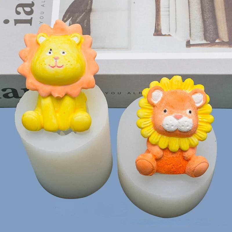 Cute Lion Silicone Candle Mold 3D Animal Soap Plaster Resin Cement Casting Molds DIY Chocolate Ice Cake Baking Tools Home Gift