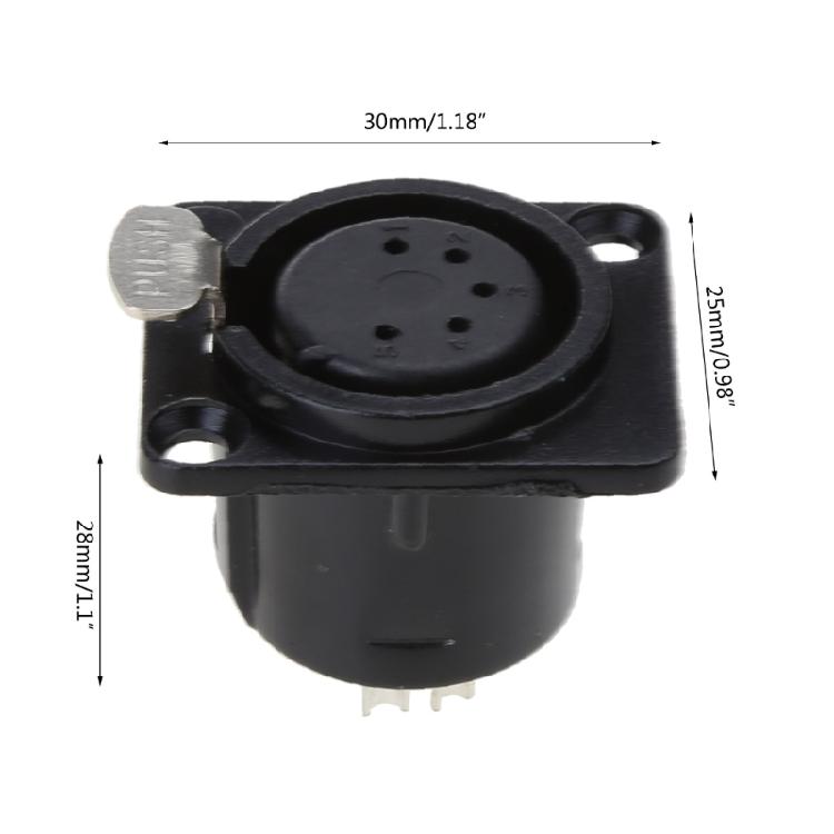 5-core XLR Connector Female Jack Socket Panel Mounted Type Square Shape Base
