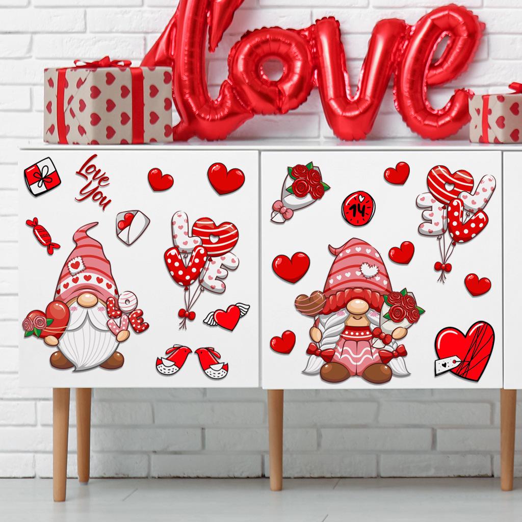 Valentine's Day Red Gnome Removable Wall Sticker CH81740