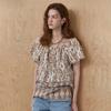 Ethnic Shell Beads Puff Sleeve Blouse Ze07qb027na