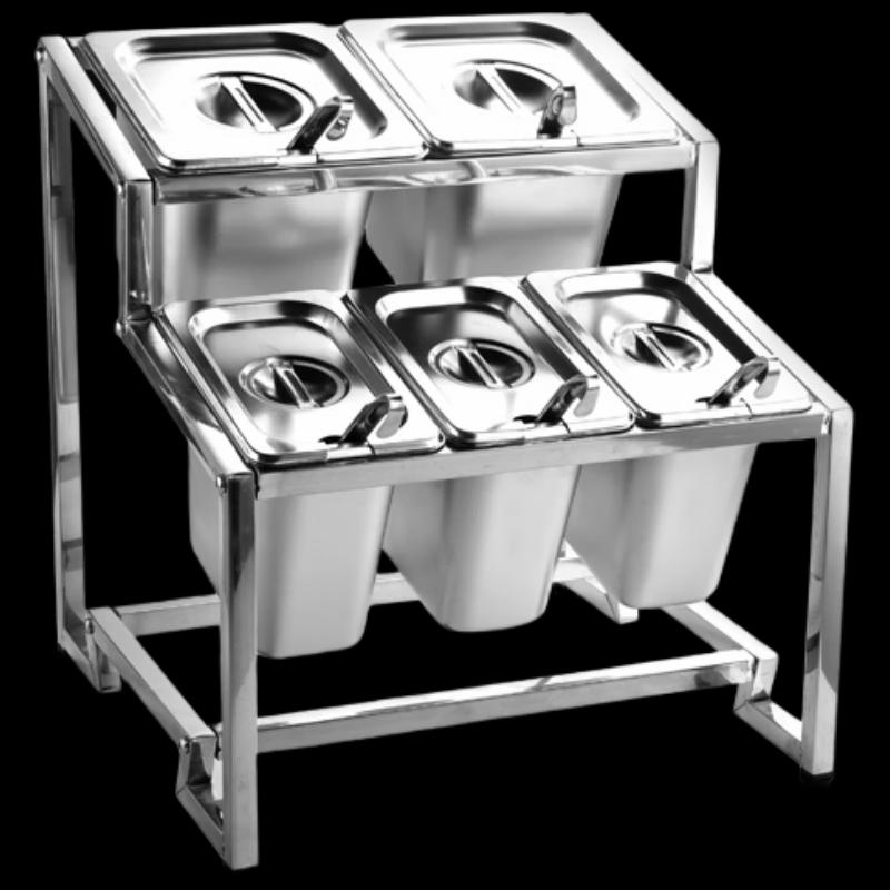 Commercial Stainless Steel Slanted Food Pan Rack Set