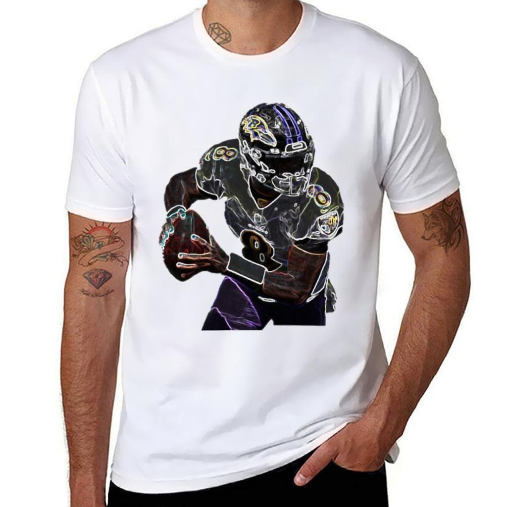 Lamar Jackons Raven Fan Art T-Shirt Cotton T Shirt Pack Man T Shirt Graphic T Shirts for Man Graphic Vintage T-Shirt