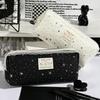 1pcs Lace Deco Lucky Star Cute Cat Pencil Case Simple Design Stationery Bag Pen Storage Pouch for Office & School Supplies