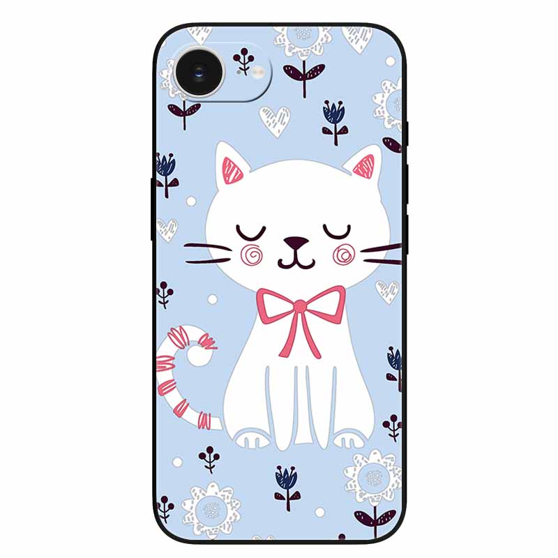 

For iPhone 16e Case Soft Silicone Flowers 3D Relief Cover for iPhone 16e 2025 Black Phone Cases Funda On for Iphone16e 16 e Cool iPhone 16e