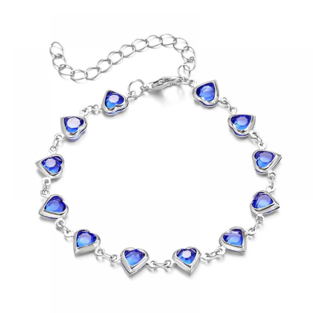 Vintage Colorful Crystal Love Heart Bracelet for Women Fashion Sweet Glass Crystal Bead Bracelet Luxury Wedding Jewelry Gift