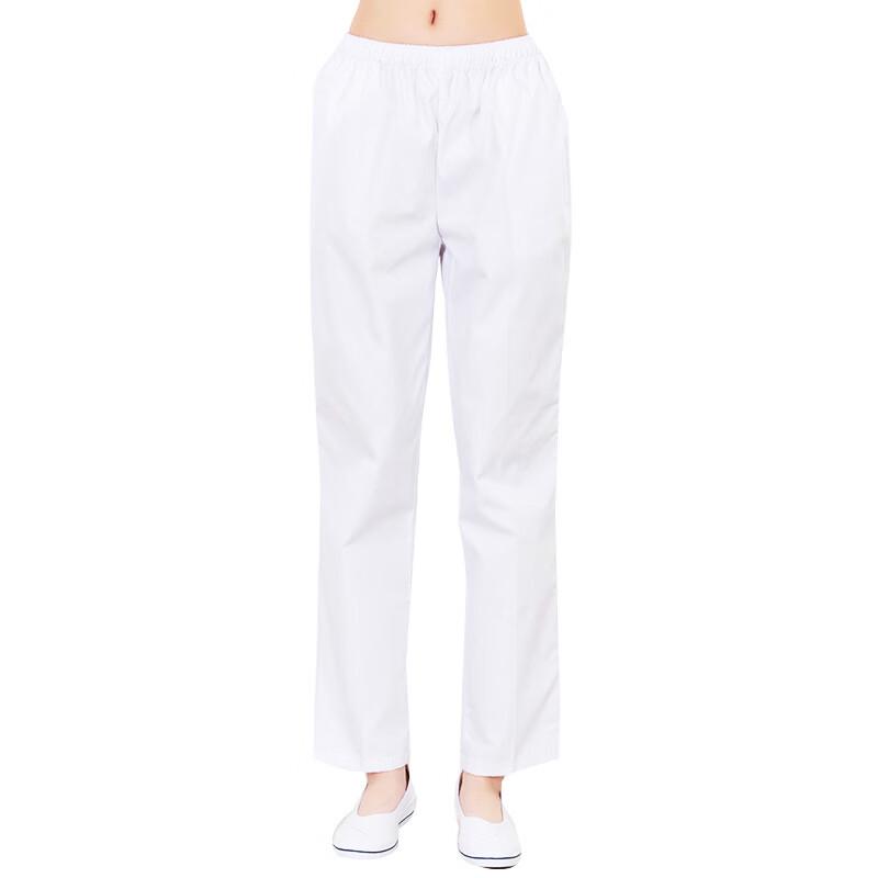 Women's White Elastic Waist Medical Scrub Pants J402