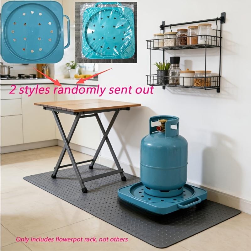 Kitchen LPG Cylinder Mobile Base Thickened Wheeled Fixed Stand Multi-Functional Flower Pot and Plant Holder 1pc