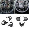 For BMW MINI Cooper F54 F55 F56 F57 F60 ABS Carbon Texture Car Steering Wheel Panel Frame Stickers Cover Trim Accessories