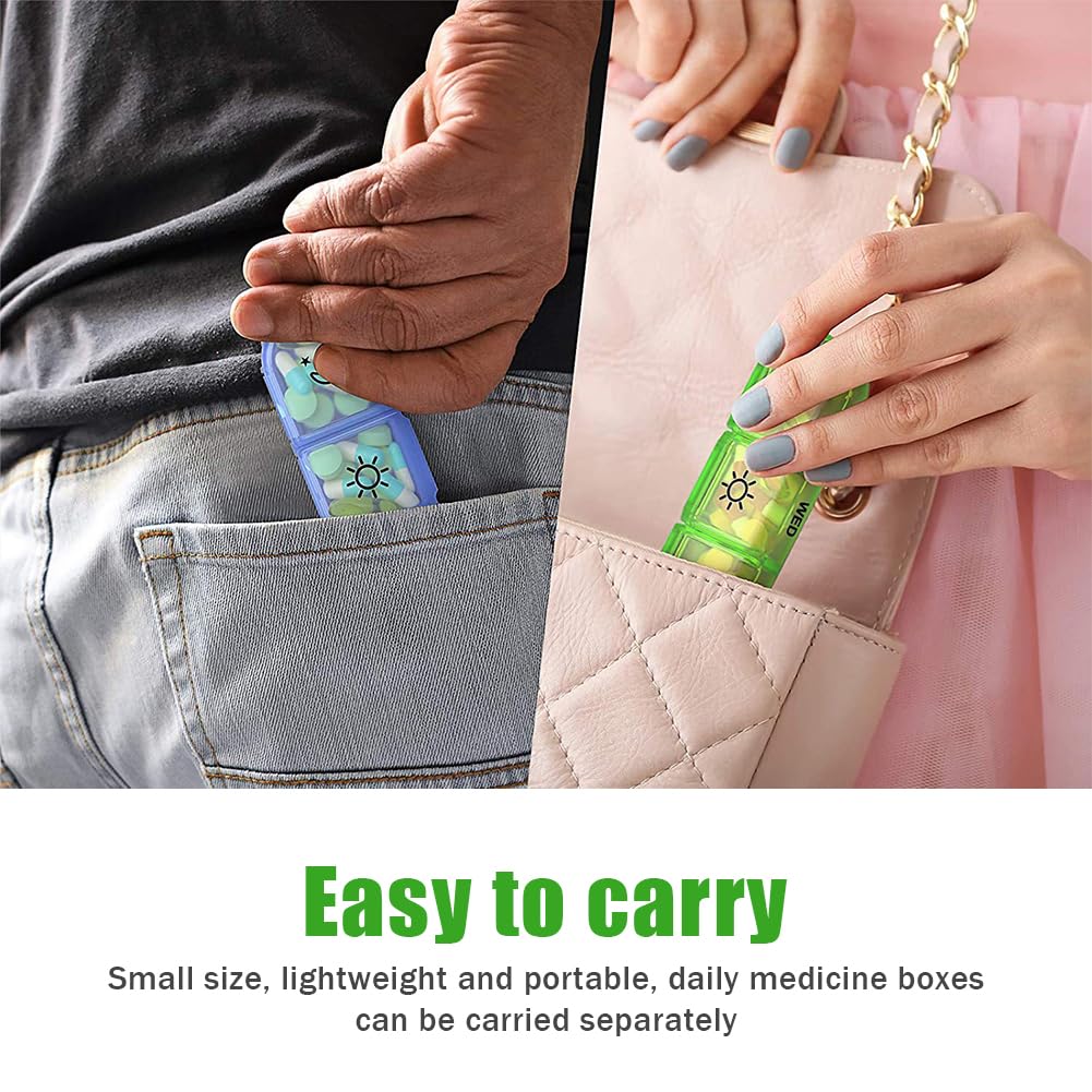 Weekly Portable Pill Box 7 Days with 3 Separate Compartments for Medications Vitamins Compartments Medicine Organizer First Aid