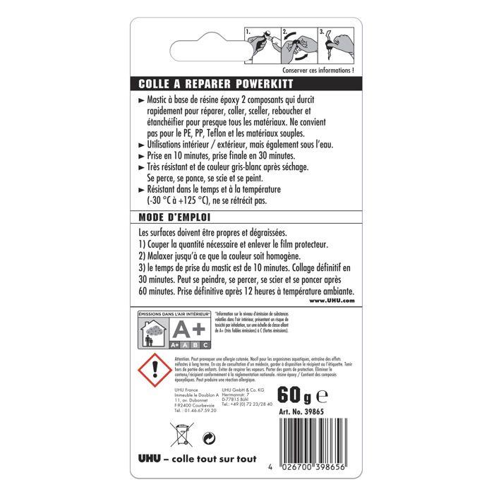 Pâte à réparer - UHU - REPAIR ALL - 60g - Séchage rapide - Résistant à l'eau - Durcissement extrême