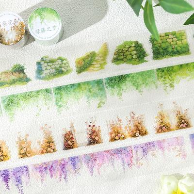 2m/Rolle Greenfield Blumenwand PET Landschaftsbau-Klebeband DIY Handbuch Dekorations-Scrapbooking-Sticker Studentische Schreibwaren