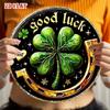 Retro Vintage In Round Metal Tin Sign Good Luck Clover Wall Decor Rustproof Home Bar Garden Art